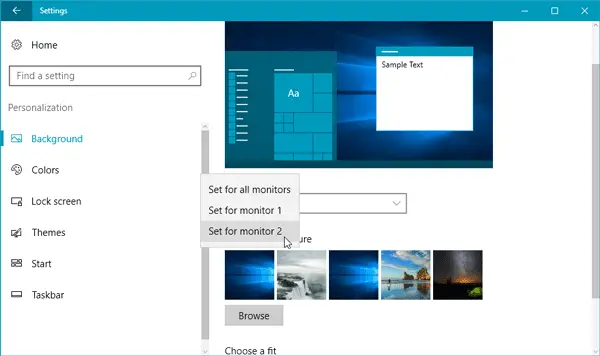 How to set different Wallpapers on Dual Monitors in Windows 11/10