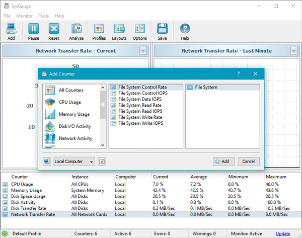 SysGauge lets you check system resource and analyze them