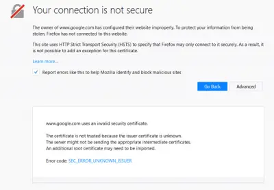 your connection is not secure firefox