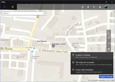 Suggest a change in Windows Maps