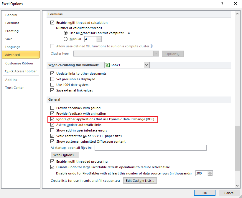 Excel is waiting for another application to complete an ole action