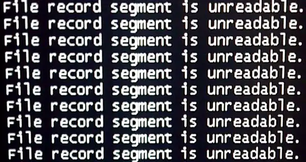 File record segment is unreadable