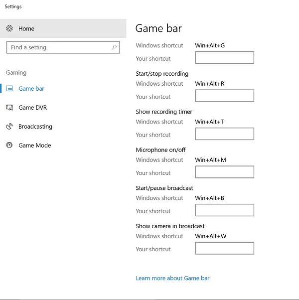 Set Custom Keyboard Shortcuts for Game Bar