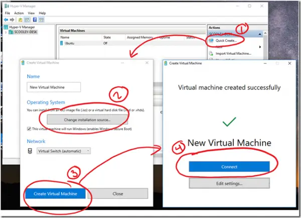 Quick Create in Hyper-V Manager