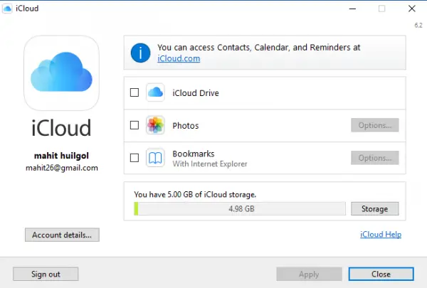 iCloud on Windows 10