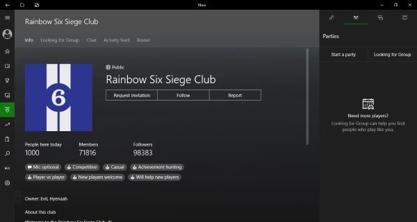 Xbox Gaming Clubs & Parties