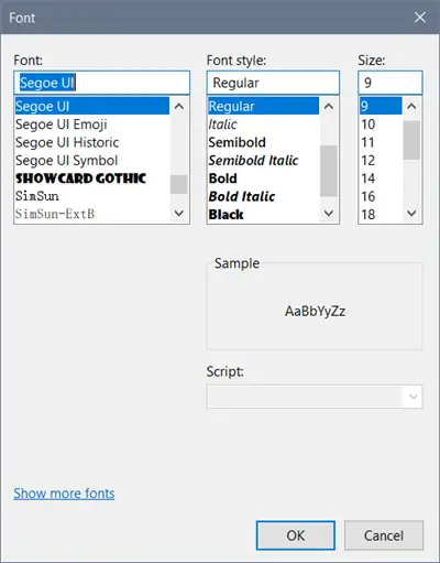 change font registry editor