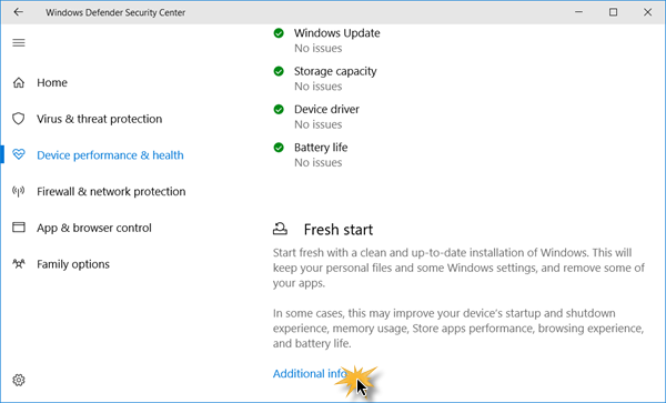There is straight off a novel agency to refresh Windows Using Fresh Start characteristic inward Windows Defender Security Center inward Windows 10