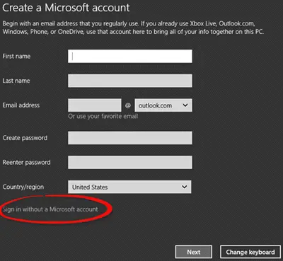 install Windows 10 using Local Account 1