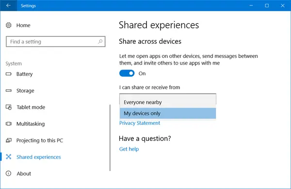 shared experience windows 10