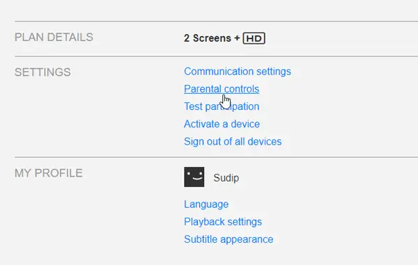 How to set parental control on Netflix