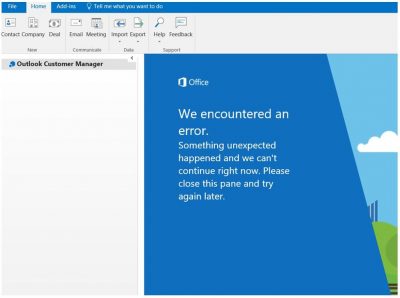 Outlook We encountered an error