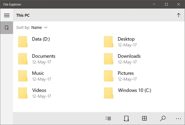 touch optimized file explorer windows 10