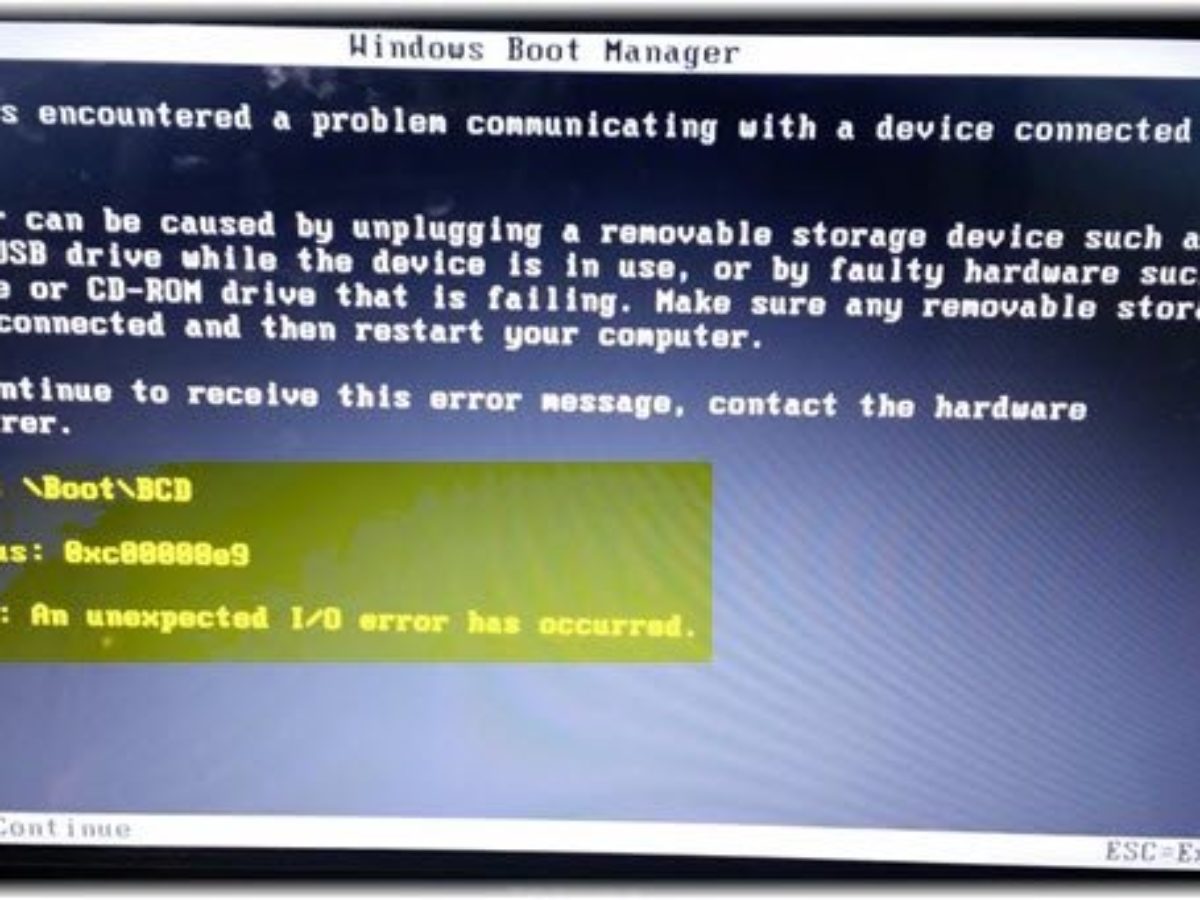 Has encountered a problem. Ошибка 0xc00000e9 при запуске Windows. Ошибки ввода-вывода Windows 10. An unexpected i/o Error has occurred. Boot BCD.