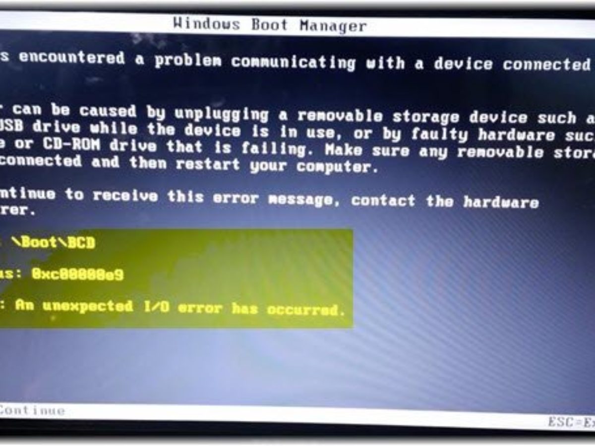 Ошибка 0xc00000e9 при запуске Windows. Ошибки ввода-вывода Windows 10. An unexpected i/o Error has occurred. Boot BCD.
