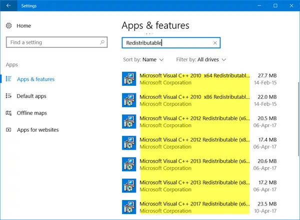 microsoft visual c 2017 redistributable