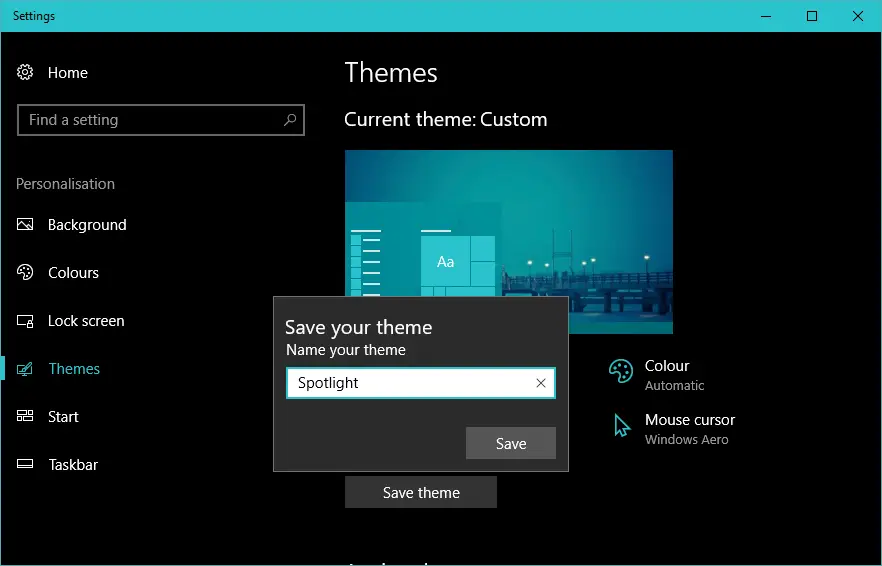 How to create custom themes in Windows 10