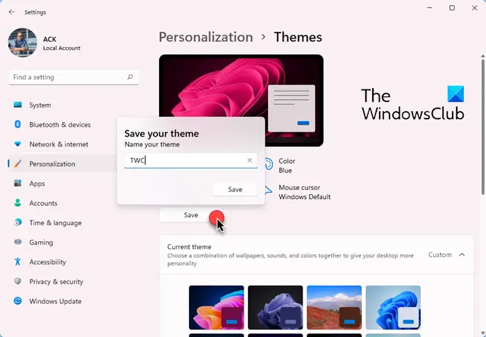 How to create a Theme in Windows 11