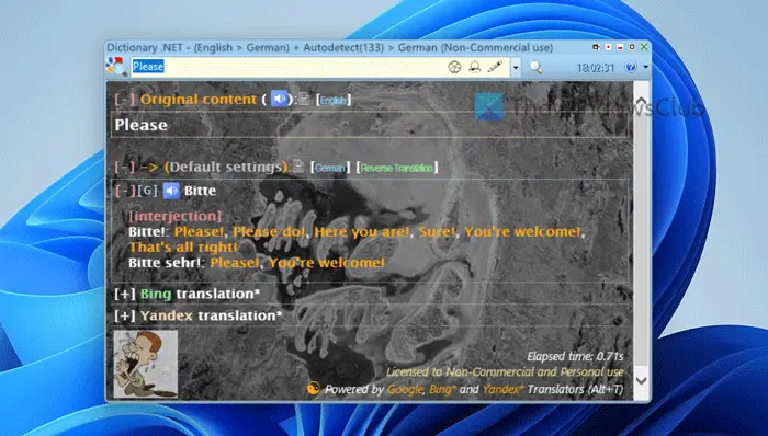 Dictionary .NET is a desktop Translator application for Windows PC