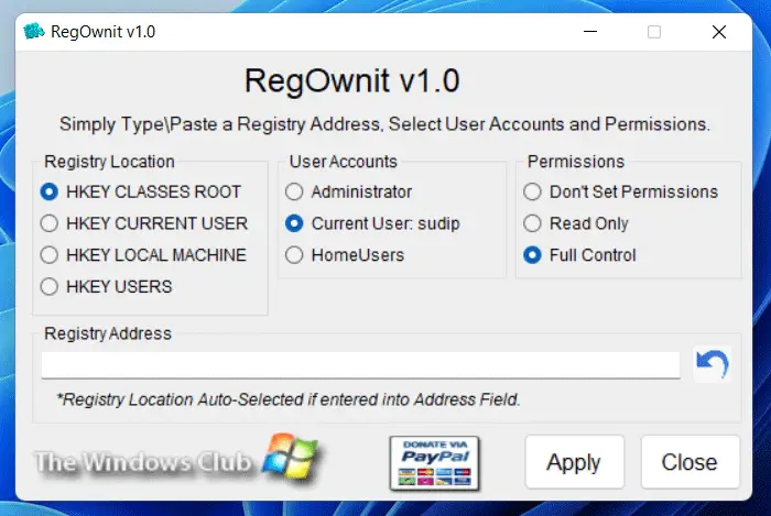 RegOwnit: Take full control & ownership of Windows registry keys