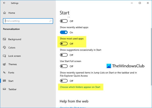Remove Most Used apps from the Start Menu in Windows 11 10 - 26