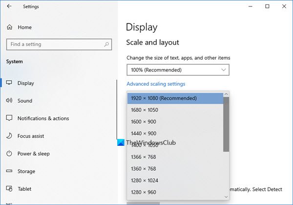 Change Screen Resolution on Windows 10