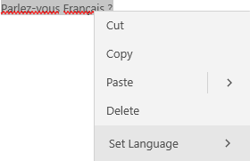 Check spelling in another language. Source: microsoft.com