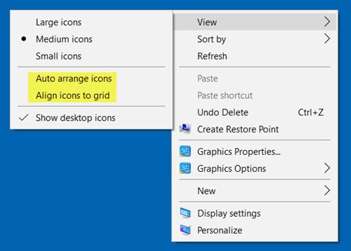 Desktop icons rearrange and move after reboot