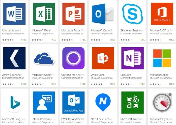 Microsoft Apps for Android