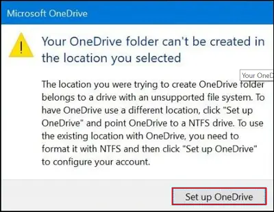Your OneDrive folder can t be created in the location you selected - 64