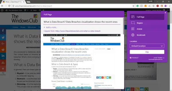 OneNote Web Clipper