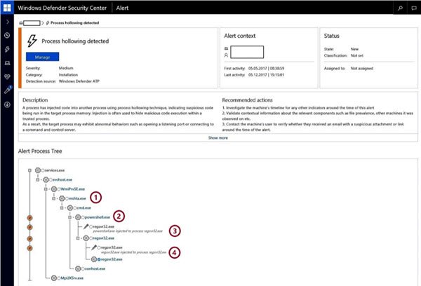 Process Hollowing and Atom Bombing protection in Windows Defender ATP