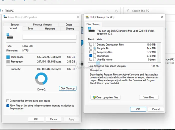 Remove Compress Old Files option from Disk Cleanup in Windows