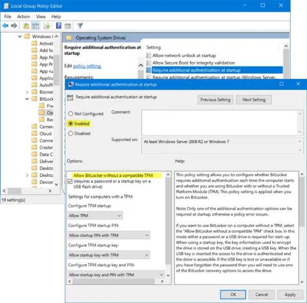 This device can’t use a Trusted Platform Module error while starting BitLocker