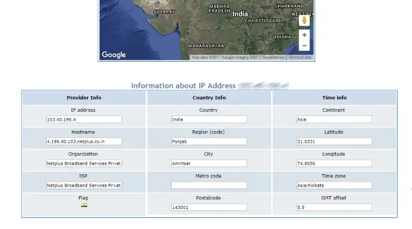 Track IP address location