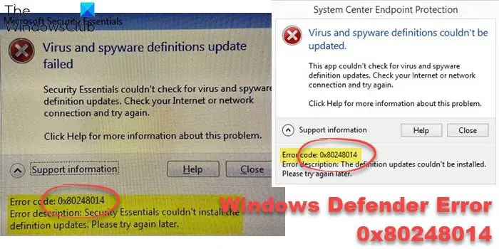 Windows Defender Error 0x80248014
