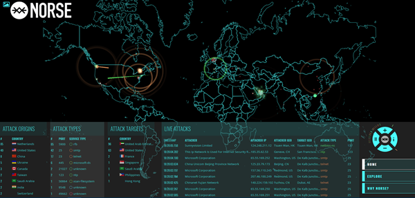 norse cyber attacks tracker map