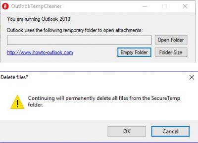 OutlookTempCleaner delete Outlook Temp files