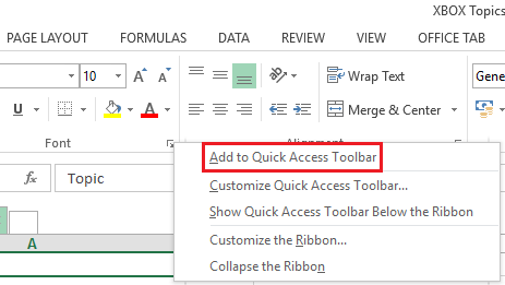 Add to Quick Access Toolbar