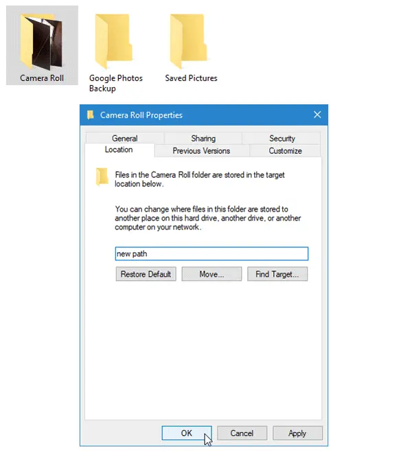 Camera Roll folder missing in Windows 10