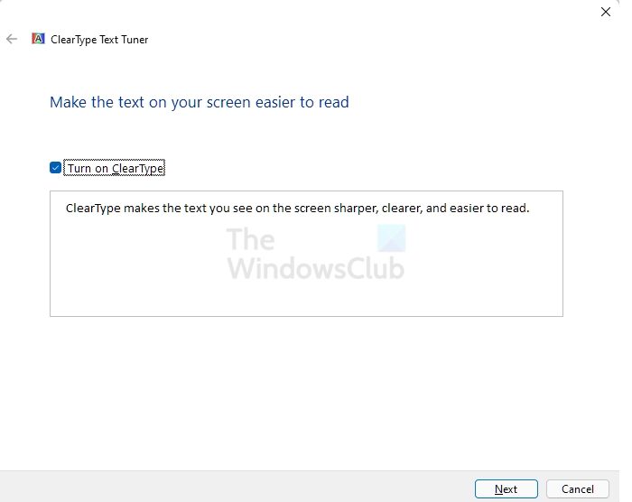 Make text easier to read using ClearType Tuner in Windows 11/10 Clear Type Text Tuner