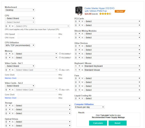 Cooler Master Power Supply Calculator How to check how much power you need for your computer