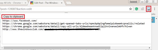 copy in addition to salvage all the URLs of the opened upward Tabs to your clipboard How to to re-create URLs of all opened upward Tabs inwards Firefox in addition to Chrome