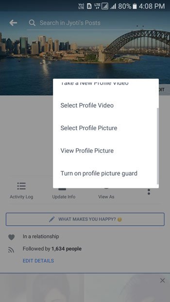 Enable Facebook Profile Picture Guard