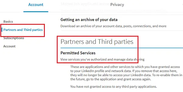 Removing app permissionsfrom LinkedIn