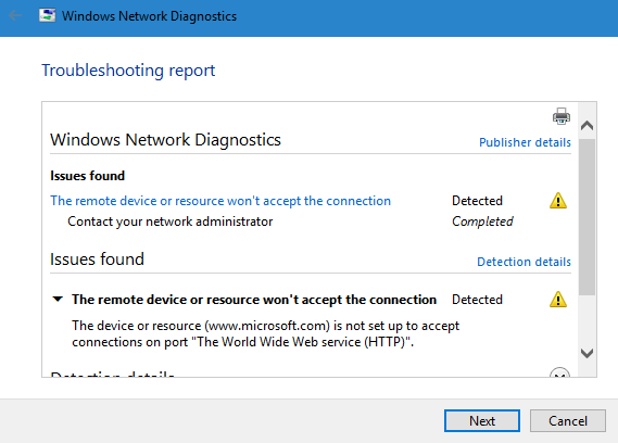 The remote device or resource won’t accept the connection