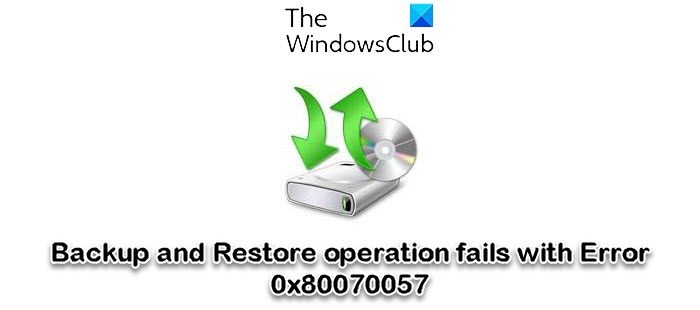 Backup and Restore operation fails with Error 0x80070057