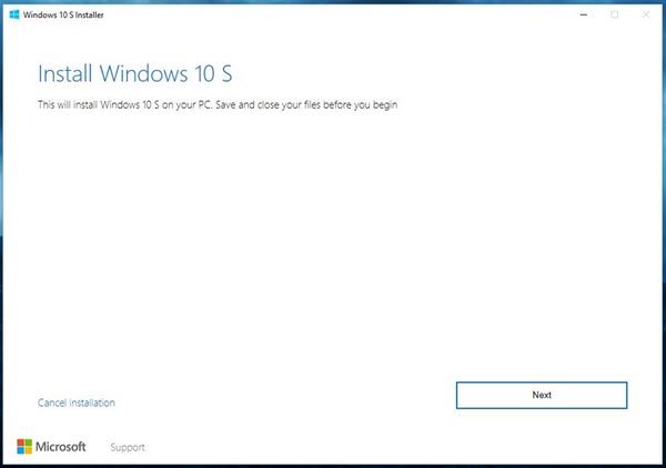 install windows 10 s