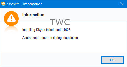 installing skype failed