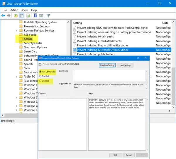 outlook 365 search not working indexing greyed out outlook 365 search not working indexing greyed out